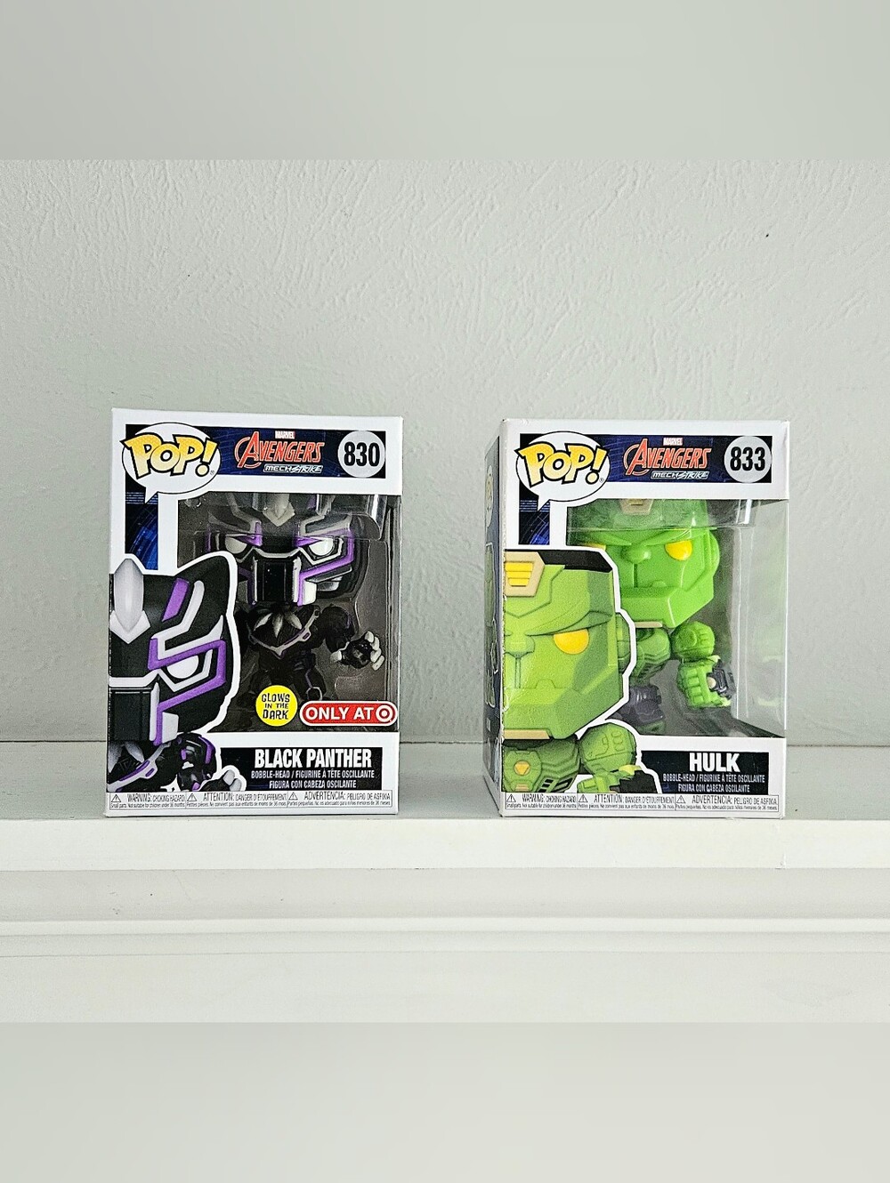 NWT- Funko POP! Marvel Avengers Mech Strike Hulk And Black Panther- #833 & #830